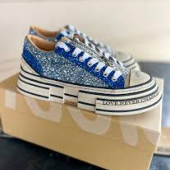 NEW REBECCA WHITE Suede Cipher Sneakers in blue for women 1225 5t3 - Picture 1 of 8